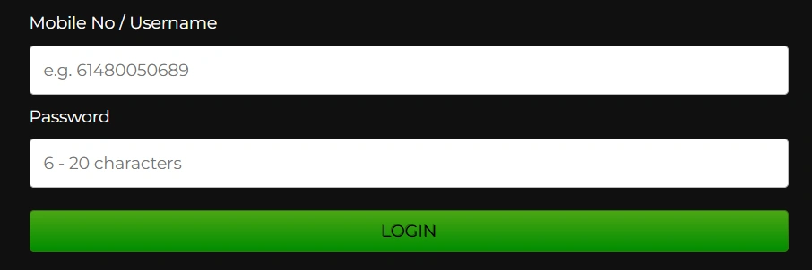 Betman9 login and registration screen